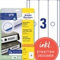 AVERY Zweckform Ordneretiketten L4757-25 Ultragrip Weiss DIN A4 63 mm 25 Blatt à 3 Etiketten
