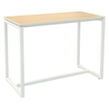 Paperflow Rechteckiger Stehtisch mit buchefarbener Melaminplatte und weißem Gestell easyDesk 1500 x 750 x 1100mmm