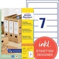 AVERY Zweckform Ordneretiketten LR4760-25 Ultragrip Naturweiss DIN A4 38 x 192 mm 30 Blatt à 7 Etiketten