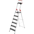 Hailo, Hailo L100 TOPLINE 8050-607 Aluminium Stufen-Stehleiter inkl. Werkzeugablage Arbeitshöhe (max.): 3.28 m Silber, Schwarz,
