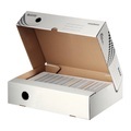 Archivboxen Leitz® Easyboxx 80, DIN A4, Aufbau-Automatik, Deckel, Griffloch Beschriftungsfeld, B 80 mm, weiß, 25 Stück