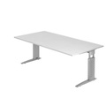 Hammerbacher Schreibtisch US2E 200X100CM Weiß Silber
