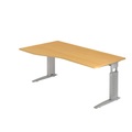 Freiformtisch TARVIS, B 1800 x T 800/1000 x H 680-860 mm, Gestell silber, Buche-Dekor