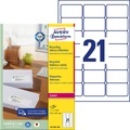 Avery LR7160-100 Universaletiketten DIN A4 Weiß 63,5 x 38,1 mm 100 Blatt à 21 Etiketten