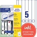 AVERY Zweckform Ordneretiketten L4758-25 Ultragrip Weiss A4 38 x 297 mm 30 Blatt à 5 Etiketten