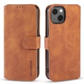 undefined, Retro Leder Flip Case für iPhone 13 Braun