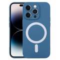 Silikon Magsafe Handyhülle für iPhone 14 Pro Max (Blau)