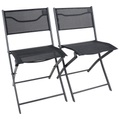 Gartenklappstuhl-Set Sumila Metall, Textil Schwarz 