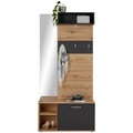 Based, Garderobe in Grau/Eichefarben