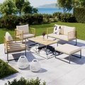 Gartenlounge Silas Creme Holz/textil/metall  130/85/80 cm 
