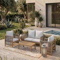 Gartenlounge Effie Hellgrau Holz/textil  124/64,5/63,5 cm 