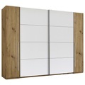 Schwebetürenschrank in Weiß/Eichefarben