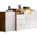 Sideboard Urbaniii Weiss Hg/eiche Wotan  150/80,7/39 cm 3 Schublade(n) 