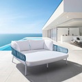 Sonneninsel 'Aisa', weiß/blau, Outdoorgewebe