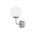 Wandleuchte Erich in Nickel mit Glasschirm