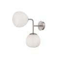 Wandleuchte Erich in Nickel mit zwei Glasschirmen