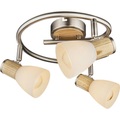 GLOBO GYLFI Strahler nickel matt, Holz, Glas opal, Glas gestreift, D:250, H:155, exkl.