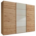 Linea Natura Schwebetürenschrank in champagner, eiche bianco , Cardiff , Holzwerkstoff , teilmassiv , 6 Fächer , 300x236x67 cm , glänzend,Echtholz, Nachbildung , in verschiedenen Holzarten erhältlich, In verschiedenen Grössen erhältlich , 00044