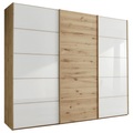 Linea Natura Schwebetürenschrank in weiss, eiche bianco , Cardiff , Holzwerkstoff , teilmassiv , 6 Fächer , 250x236x67 cm , glänzend,Echtholz, Nachbildung , in verschiedenen Holzarten erhältlich, In verschiedenen Grössen erhältlich , 0004420295