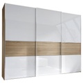 Moderano Schwebetürenschrank in weiss, eichefarben , System One , 298x240x68 cm , 00053100063Q