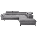 Stylife Wohnlandschaft inkl. funktion in webstoff hellgrau , Marola -Exklusiv- , Textil , 237 cm , matt,Webstoff , fleckschutzimprägniert, Fussart wählbar, Stoffauswahl, seitenverkehrt erhältlich, Hocker erhältlich, Rücken echt , 000553009532