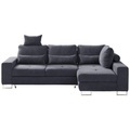 Hom`in Ecksofa in flachgewebe schwarz , Asti , 260x188 cm , 000553011019