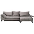 Stylife Ecksofa in velours grau , Pescara -Exklusiv- , 304x175x68 cm , 000553012002