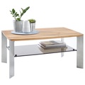 Linea Natura Couchtisch in holz, metall, glas 90/60/40 cm , Nelia 2 , Braun, Eichefarben, Edelstahlfarben , Eiche , massiv , 60x40 cm , gebürstet,geölt,farbig,Echtholz , 000575010002