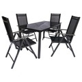 MID.YOU, MID.YOU Gartengarnitur 5-teilig , 5Tlg. ALU Sitzgruppe 140X80 , Anthrazit, Schwarz , Metall , 140x73x80 cm , Stuhl klappbar , 000657022603