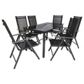 MID.YOU, MID.YOU Gartengarnitur 7-teilig , 7Tlg. ALU Sitzgruppe 140X80 , Anthrazit, Schwarz , Metall , 140x73x80 cm , Stuhl klappbar , 000657022604