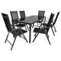 MID.YOU, MID.YOU Gartengarnitur 7-teilig , 7Tlg. ALU Sitzgruppe 190X90 , Anthrazit, Schwarz , Metall , 190x73x90 cm , Stuhl klappbar , 000657022605