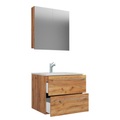MID.YOU Waschtischkombi 60 cm , 3Tlg-Badinos , Honigeiche , Holzwerkstoff , 2 Schubladen , 60 cm , melaminharzbeschichtet,melaminharzbeschichtet,Nachbildung,Nachbildung , hängend , 000657023215