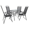 Ambia Garden, Ambia Garden Gartentischgruppe , 918146 5-Tlg. Tischgruppe , Anthrazit , Metall, Glas, Textil , Stühle klappbar , 000657036601