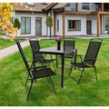 Ambia Garden Gartentischgruppe , 918153 VCM 5-Tlg Sitzgruppe , Schwarz , Metall, Glas, Textil , Stühle klappbar , 000657038605