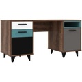Carryhome Schreibtisch in holzwerkstoff 150/74/60 cm , Raven , Grau, Grün, Schwarz, weiss, Eichefarben , Kunststoff , 150x74x60 cm , Dekorfolie,Nachbildung , Stauraum , 000687018804