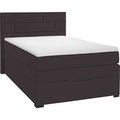Carryhome Boxspringbett 120/200 cm in dunkelbraun , Space -Top- , Textil , Kiefer , vollmassiv , H2=mittel bis ca.80kg , 120x200 cm , lackiert,Webstoff,Echtholz , Federkernmatratze, Topper durchgehend,Federkernmatratze, Topper durchgehend,Federkernma