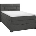Carryhome Boxspringbett 120/200 cm in hellgrau , Space , Textil , Kiefer , vollmassiv , H2=mittel bis ca.80kg , 120x200 cm , lackiert,Webstoff,Echtholz , Federkernmatratze, Topper durchgehend,Federkernmatratze, Topper durchgehend,Federkernmatratze, T
