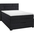 Carryhome Boxspringbett 140/200 cm in dunkelgrau , Space , Textil , Kiefer , vollmassiv , H2=mittel bis ca.80kg , 140 cm , lackiert,Webstoff,Echtholz , Federkernmatratze, Topper durchgehend , 000725000608