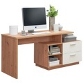 Xora Schreibtisch 166/65/75 cm in weiss, eichefarben , Arti -Top- , Kunststoff , 2 Schubladen , 65x75 cm , Dekorfolie,Nachbildung , Stauraum , 000778005501