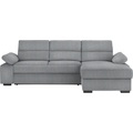 Cantus Ecksofa in webstoff grau , Norman -Exklusiv- , Textil , Uni , 258x166 cm , matt,Webstoff , Typenauswahl, Stoffauswahl, seitenverkehrt erhältlich, Hocker erhältlich , 00081200013H