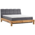 Livetastic Boxspringbett 160/200 cm in anthrazit , Boxspring BED Bull , Textil , Buche , massiv , H2+H2=mittel bis ca.80kg , 160 cm , Natur,Chenille,Jersey,Chenille,Echtholz , Matratze, gepolstertes Kopfteil, Topper durchgehend, In verschiedenen Grö