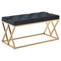 MID.YOU Sitzbank in textil schwarz , Wohnling , 90x46x44 cm , lackiert,Samt , 000850049404