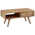 MID.YOU Couchtisch in holz 90/45/40 cm , Wl6.160 , Naturfarben , Metall , Mangoholz , massiv , 1 Schubladen , 45x40 cm , lackiert,Echtholz , Stauraum, offenes Fach , 000850065402