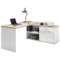 MID.YOU Eckschreibtisch 177/130/76 cm in weiss, eichefarben , Romance , Kunststoff , 130x76 cm , Dekorfolie,Nachbildung , 000887032304