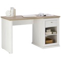 Hom`in Schreibtisch 140/60/76 cm in grau, weiss , Camron , Metall , 60x76 cm , Dekorfolie, Melamin,Nachbildung , Stauraum , 000003000139