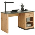 Hom`in Schreibtisch 135/59/76 cm in eichefarben, dunkelgrau , Benton , Metall , 59x76 cm , Dekorfolie, Melamin,Nachbildung , Stauraum , 000003002923