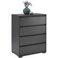 Carryhome Kommode 80/103/48 cm , Line , Anthrazit , Holzwerkstoff , 80x103x48 cm , Dekorfolie,Nachbildung , Typenauswahl, Beimöbel erhältlich , 000003007102