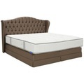 Vienna Royal Beds Boxspringbett 180/200 cm in grau , Adante Deluxe , Textil , Fichte , massiv , unterschiedliche Matratzenhärtegrade je Bettseite, H2+H3=mittel bis ca.80kg+fest ab ca.80kg , 180x200 cm , Natur,Damast,Webstoff,Echtholz , Matratze, gep