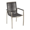 Amatio Stapelsessel in metall, kunststoff, textil edelstahlfarben, dunkelgrau , Girona , 56x91x58 cm , Bürstfinish , stapelbar , 000060000401