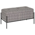 Xora Hockerbank in metall, textil grau, schwarz , Leon , 80x40x43 cm , pulverbeschichtet,Leinenoptik , Truhe im Sitz , 000075001401